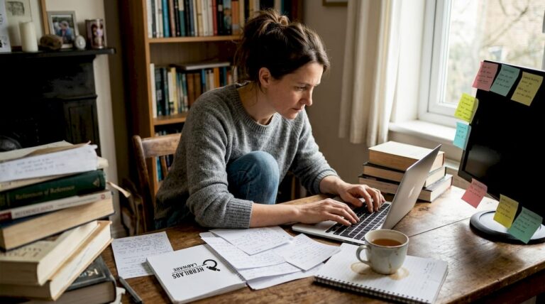 Independent researcher in casual home office