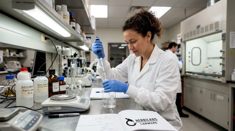 Lab technician working with high-purity reagents