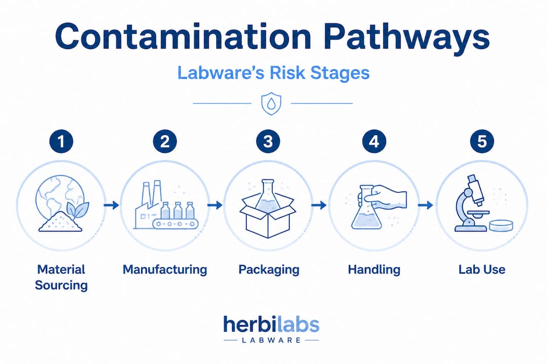 Infographic tracing contamination stages for labware