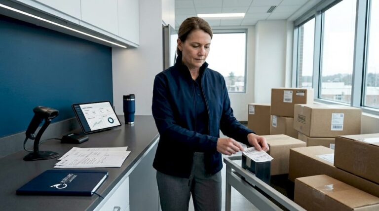 Lab coordinator managing reagent shipment logistics